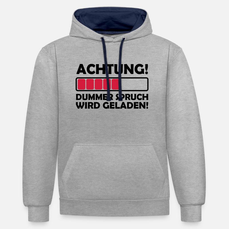 dummer_spruch_2 - Kontrast-Hoodie - Grau meliert/Navy