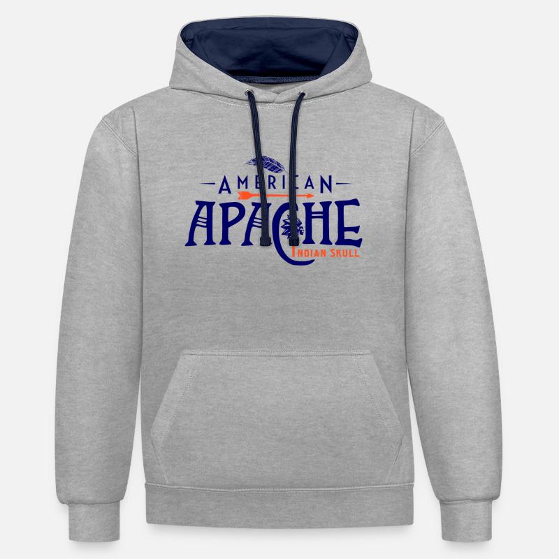 American Apache - Sweat à capuche contrasté - gris chiné/bleu marine