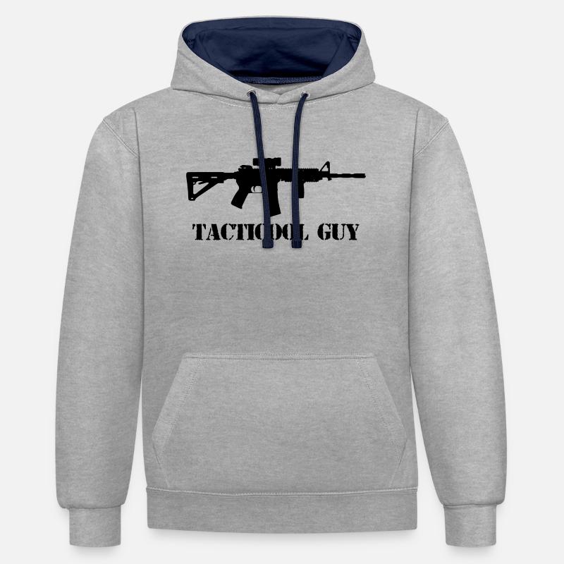tacticool guy ar15 - Sweat à capuche contrasté - gris chiné/bleu marine