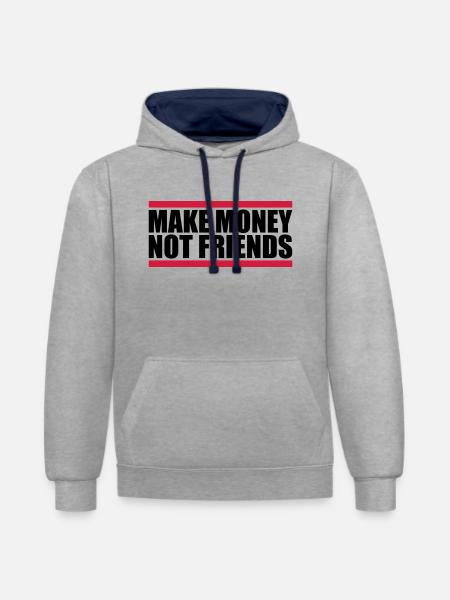 Make Money Saying - Contrast hoodie - heather grey/navy