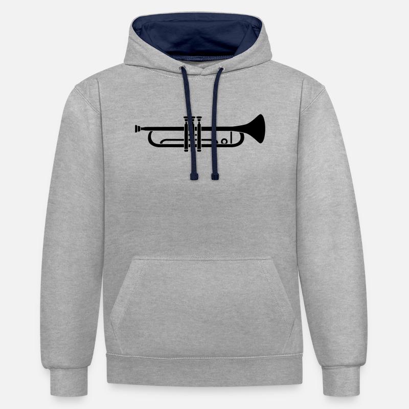 Instrument Musique Trompette - Sweat à capuche contrasté - gris chiné/bleu marine