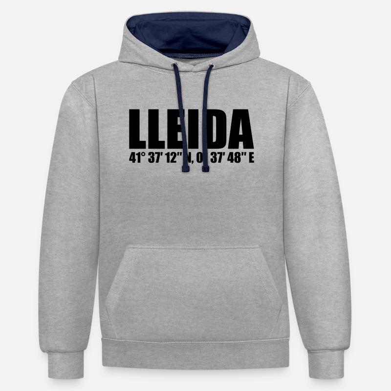 Coordonnées de Lleida - Sweat à capuche contrasté - gris chiné/bleu marine
