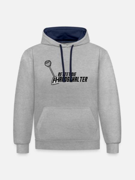 Rettet die Handschalter - Kontrast-Hoodie - Grau meliert/Navy