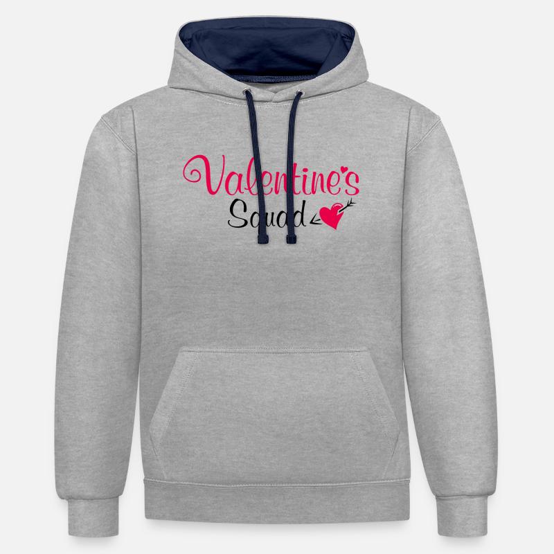 L’escouade de la Saint-Valentin - Sweat à capuche contrasté - gris chiné/bleu marine