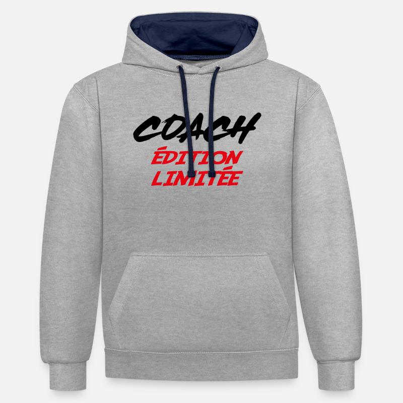 COACH édition limitée - Sweat à capuche contrasté - gris chiné/bleu marine