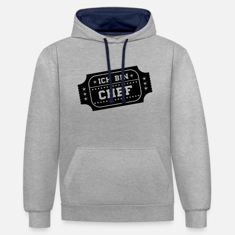 Je suis le patron - Sweat à capuche contrasté - gris chiné/bleu marine