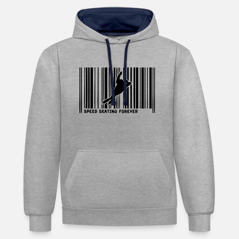 code barre speed skating skateur2 - Sweat à capuche contrasté - gris chiné/bleu marine