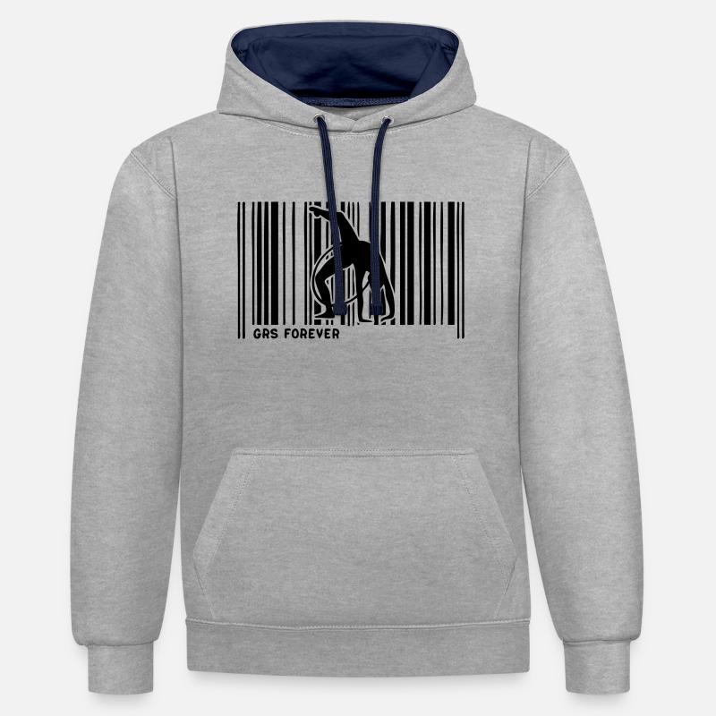 code barre grs gymnastique4 - Sweat à capuche contrasté - gris chiné/bleu marine