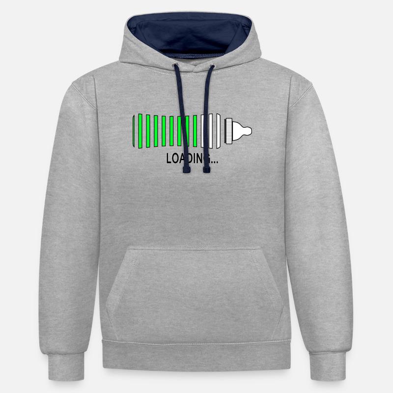 Loading - Sweat à capuche contrasté - gris chiné/bleu marine