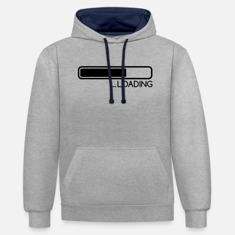 loading_1___f1 - Sweat à capuche contrasté - gris chiné/bleu marine