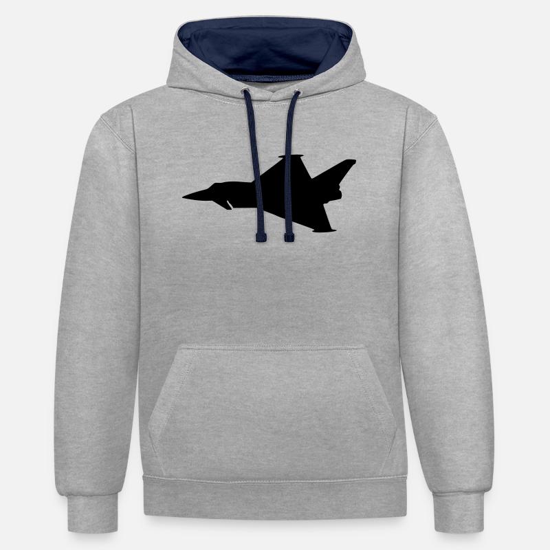 EF2000 Typhoon - Sweat à capuche contrasté - gris chiné/bleu marine