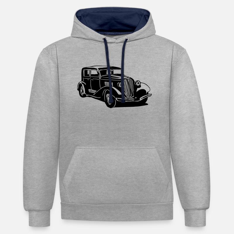 Oldtimer - Sweat à capuche contrasté - gris chiné/bleu marine