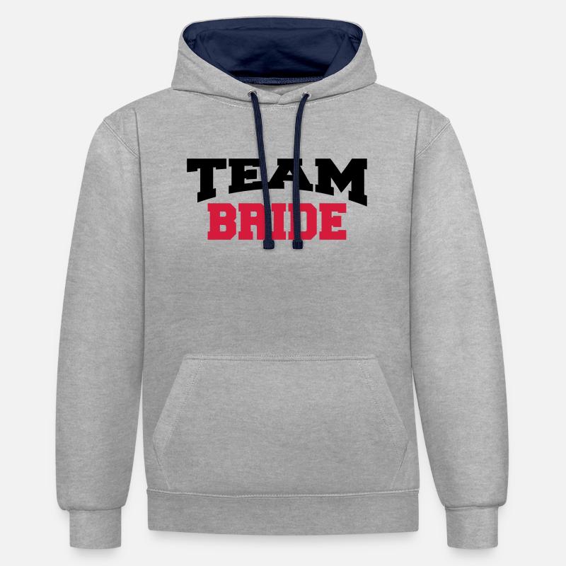 Team Bride - Kontrast-Hoodie - Grau meliert/Navy