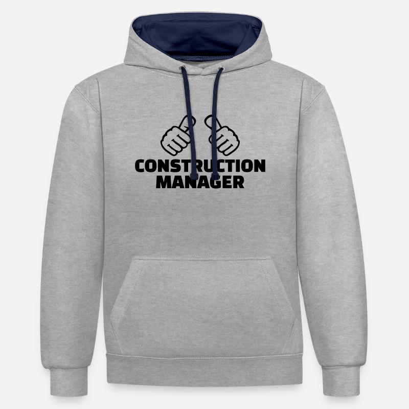 Construction manager - Sweat à capuche contrasté - gris chiné/bleu marine