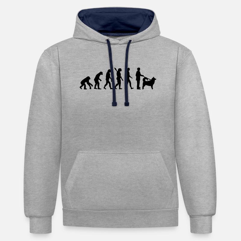 Alaskan Malamute - Sweat à capuche contrasté - gris chiné/bleu marine