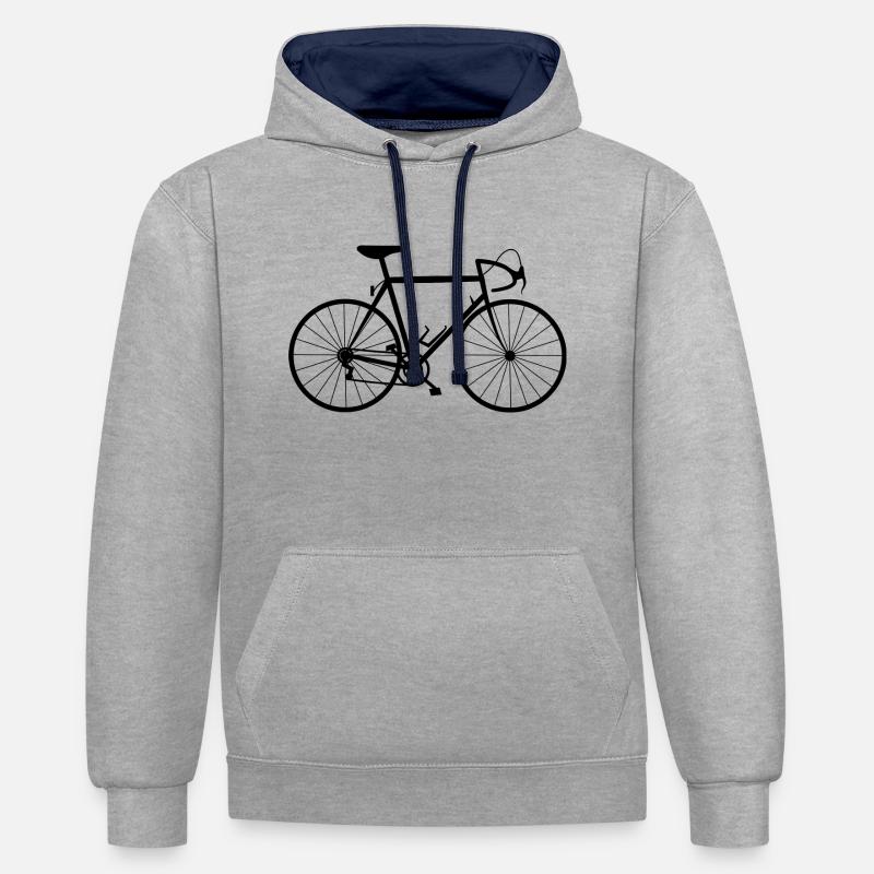 Vélo de course - cyclisme - vélo - Sweat à capuche contrasté - gris chiné/bleu marine