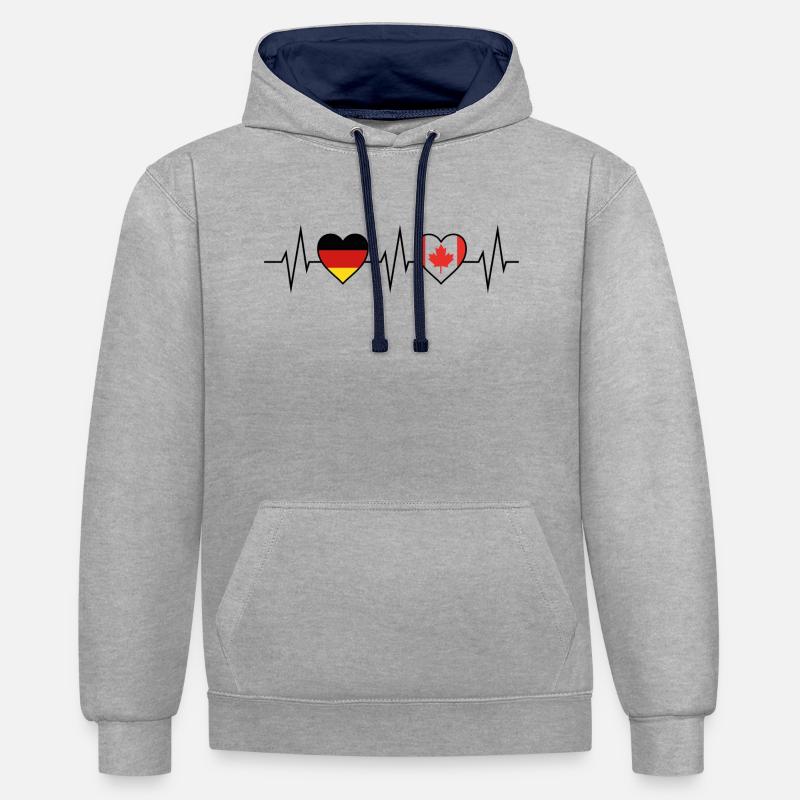 Canada pouls drapeau canadien cadeau - Sweat à capuche contrasté - gris chiné/bleu marine