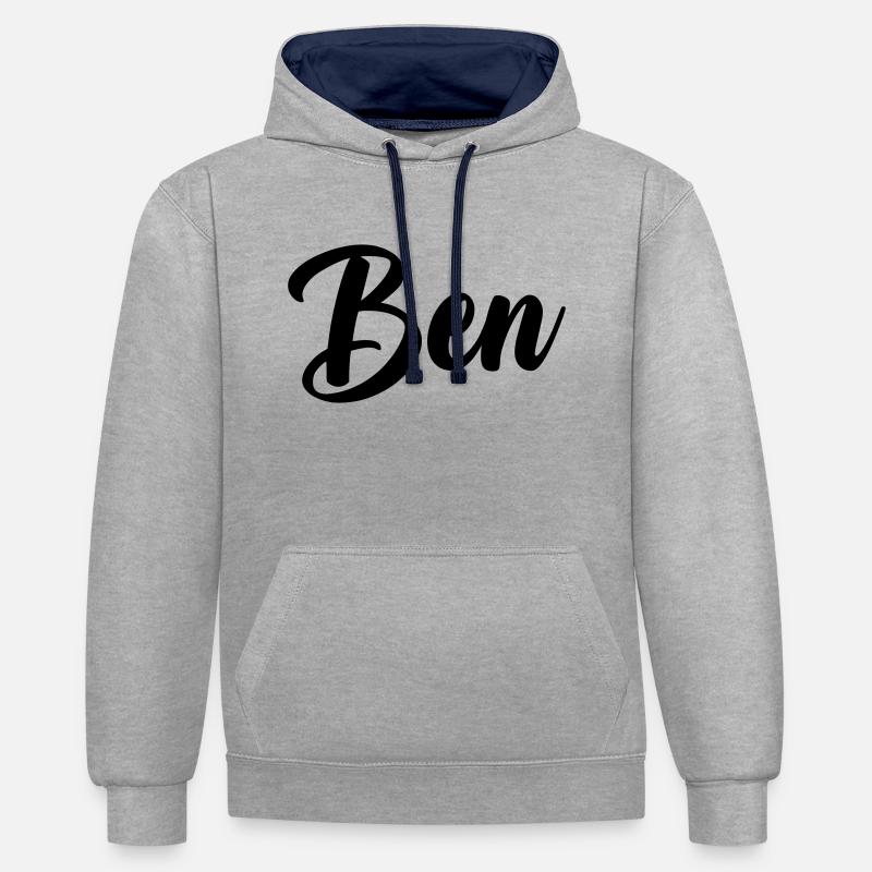 Benoît - Sweat à capuche contrasté - gris chiné/bleu marine