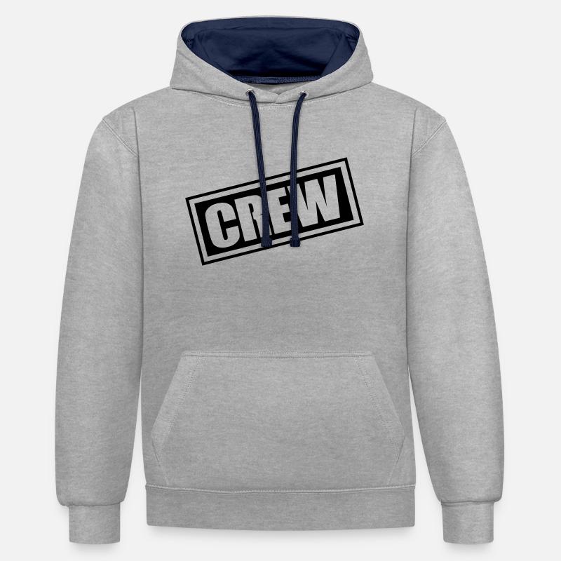 Équipage - Sweat à capuche contrasté - gris chiné/bleu marine