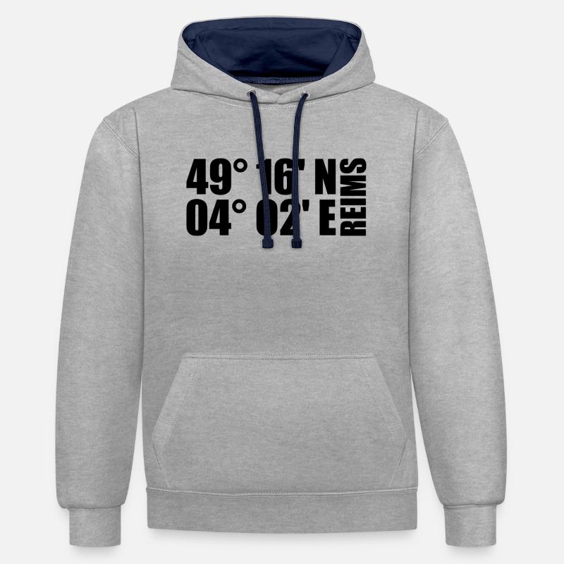 Coordonnées de Reims - Sweat à capuche contrasté - gris chiné/bleu marine