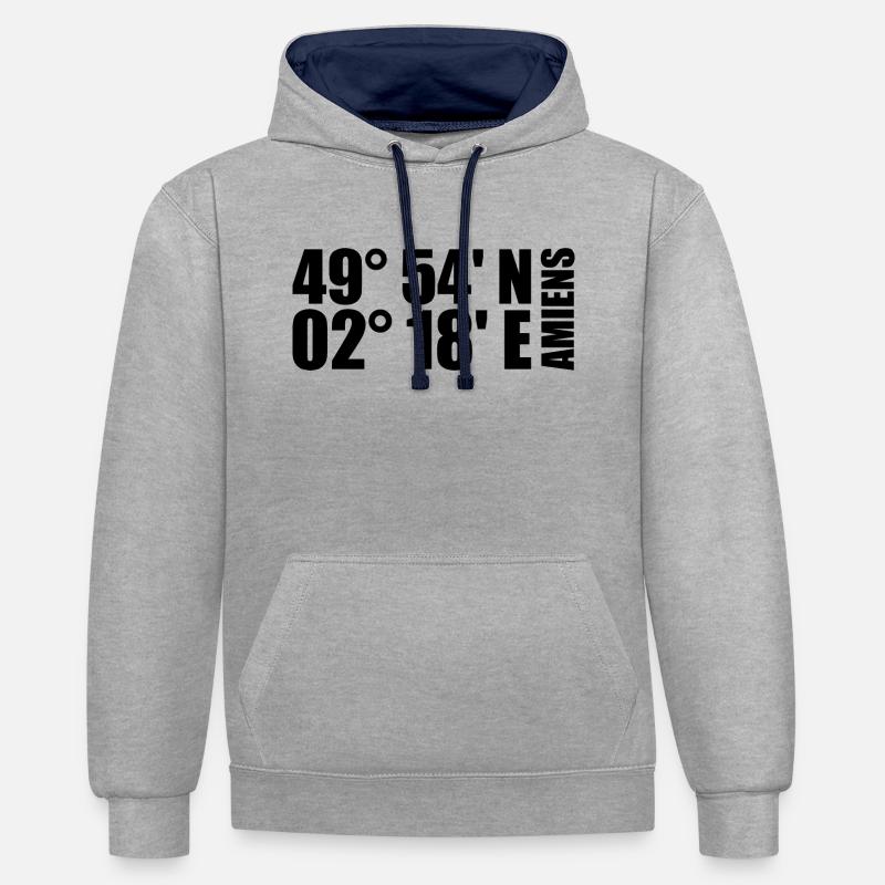 Coordonnées d’Amiens - Sweat à capuche contrasté - gris chiné/bleu marine