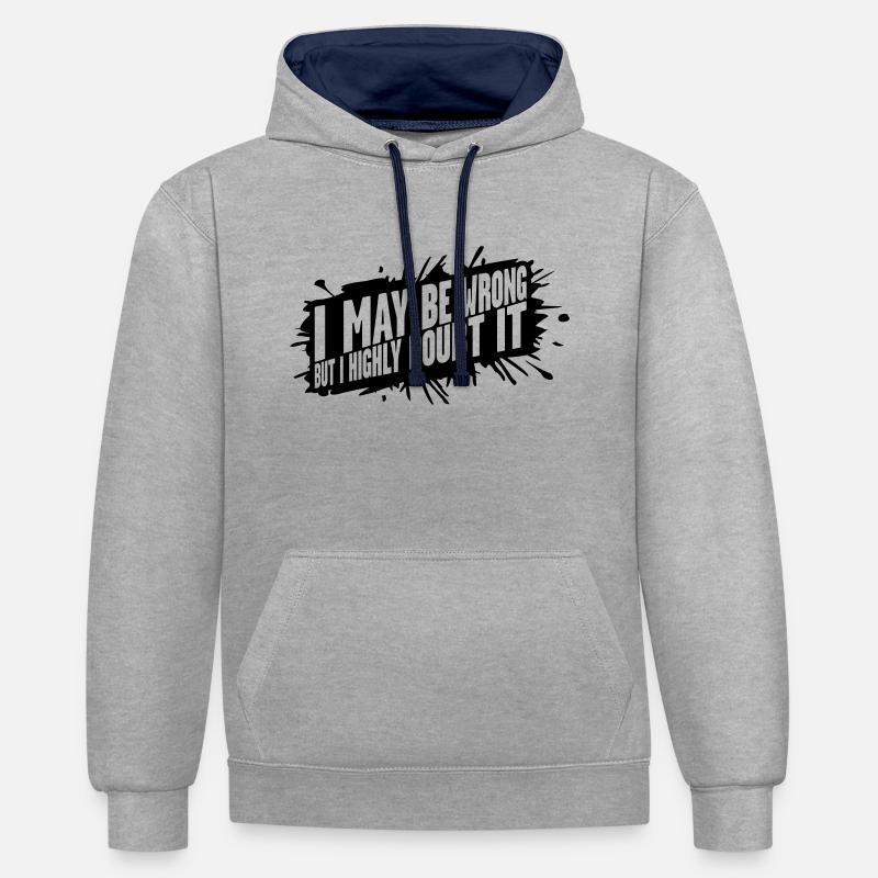 Je peux me tromper - Sweat à capuche contrasté - gris chiné/bleu marine
