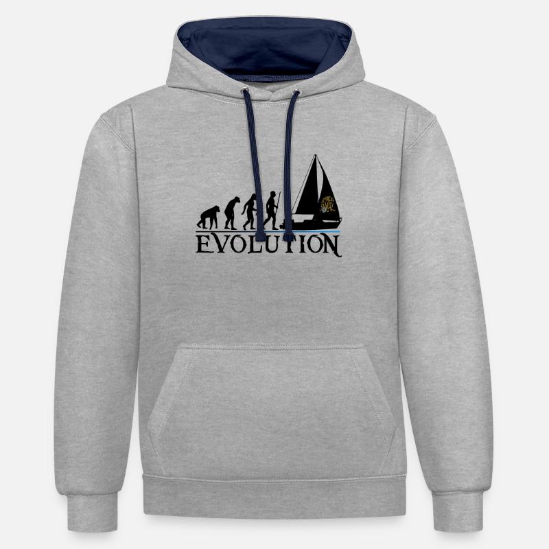 Evolution version noir - Sweat à capuche contrasté - gris chiné/bleu marine