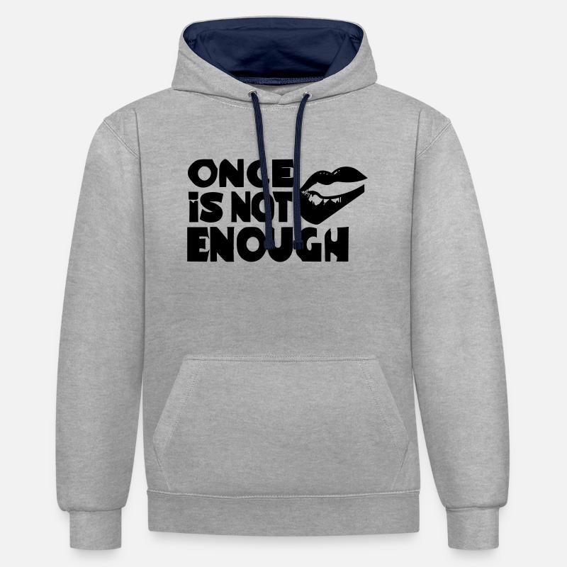 une fois ne suffit pas - Sweat à capuche contrasté - gris chiné/bleu marine