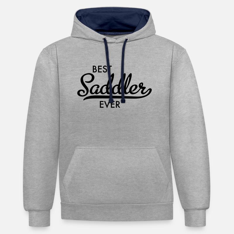 Sellier - Sweat à capuche contrasté - gris chiné/bleu marine