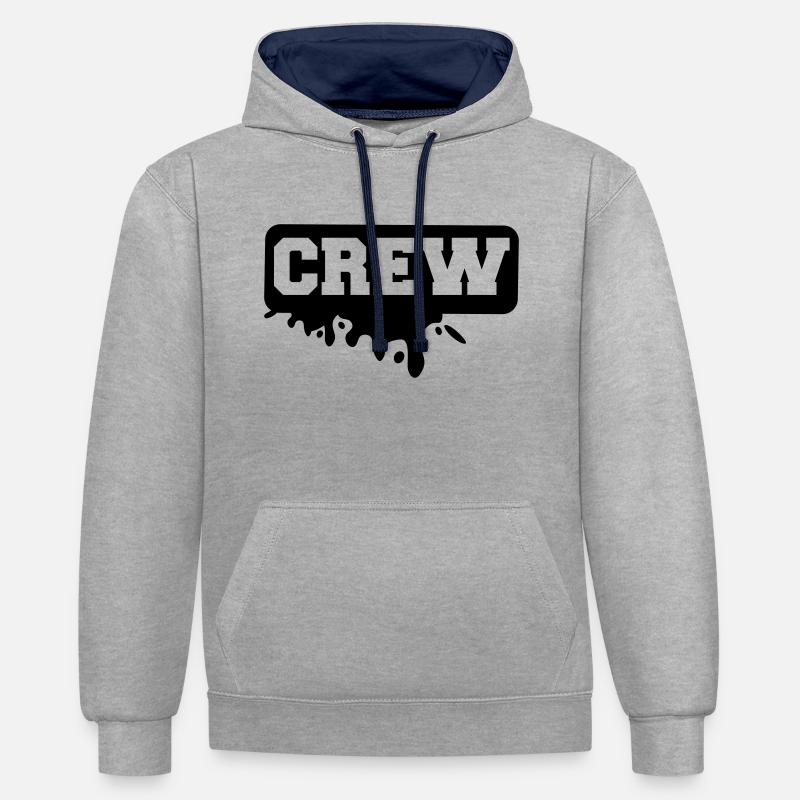 équipage - Sweat à capuche contrasté - gris chiné/bleu marine