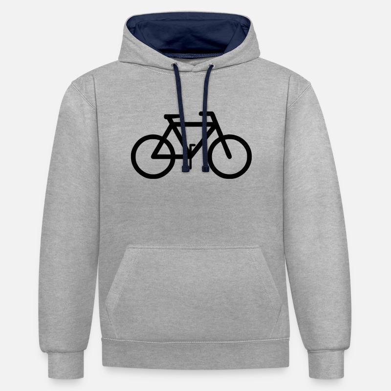 Cyclisme - Sweat à capuche contrasté - gris chiné/bleu marine