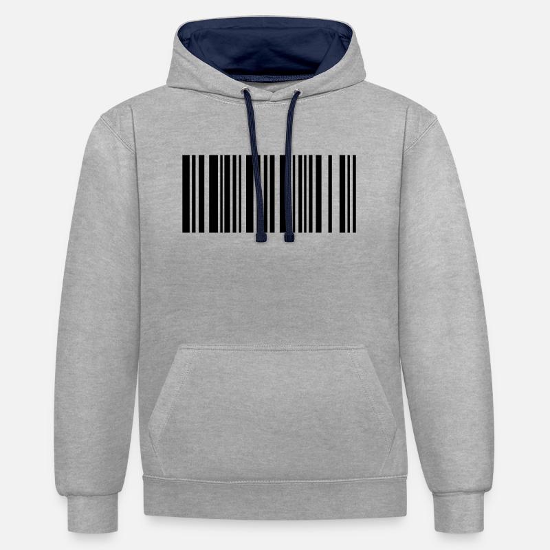barcode - Sweat à capuche contrasté - gris chiné/bleu marine