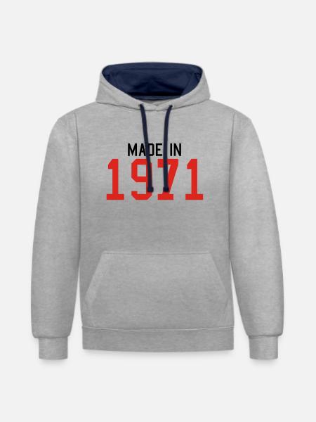 1971 - Contrast hoodie - heather grey/navy