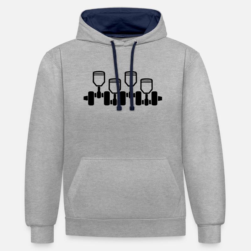 engine_2 - Sweat à capuche contrasté - gris chiné/bleu marine