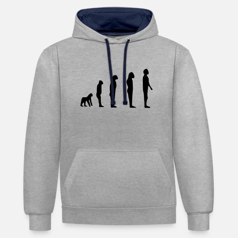 darwin evolution - Sweat à capuche contrasté - gris chiné/bleu marine