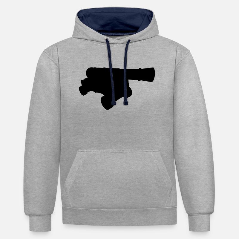 Canon - Sweat à capuche contrasté - gris chiné/bleu marine