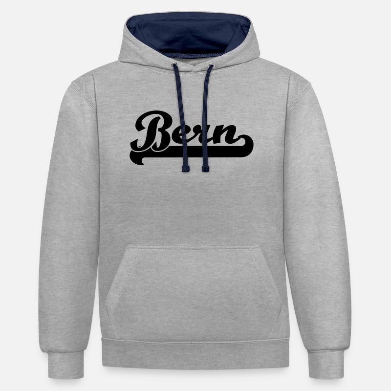 écrit bern - Sweat à capuche contrasté - gris chiné/bleu marine