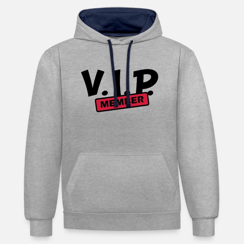 membre VIP - Sweat à capuche contrasté - gris chiné/bleu marine
