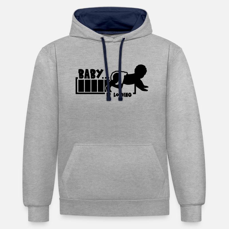 Baby Is Loading - Sweat à capuche contrasté - gris chiné/bleu marine