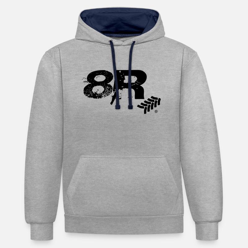 8R by Aggro Chief (R) - Sweat à capuche contrasté - gris chiné/bleu marine