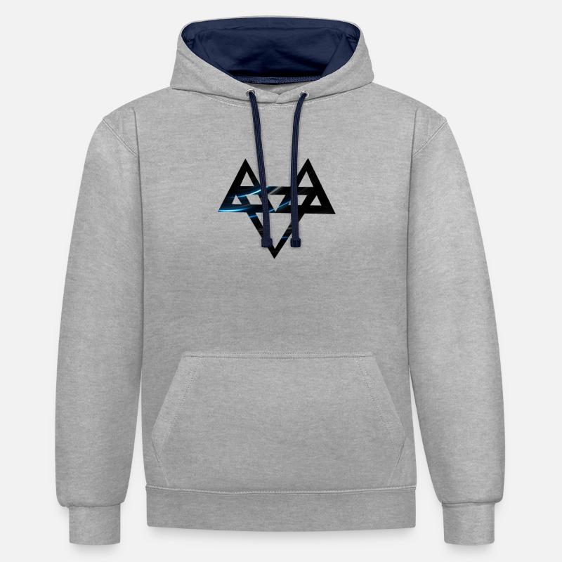 Neffex 3D 3 Bleu2 - Sweat à capuche contrasté - gris chiné/bleu marine