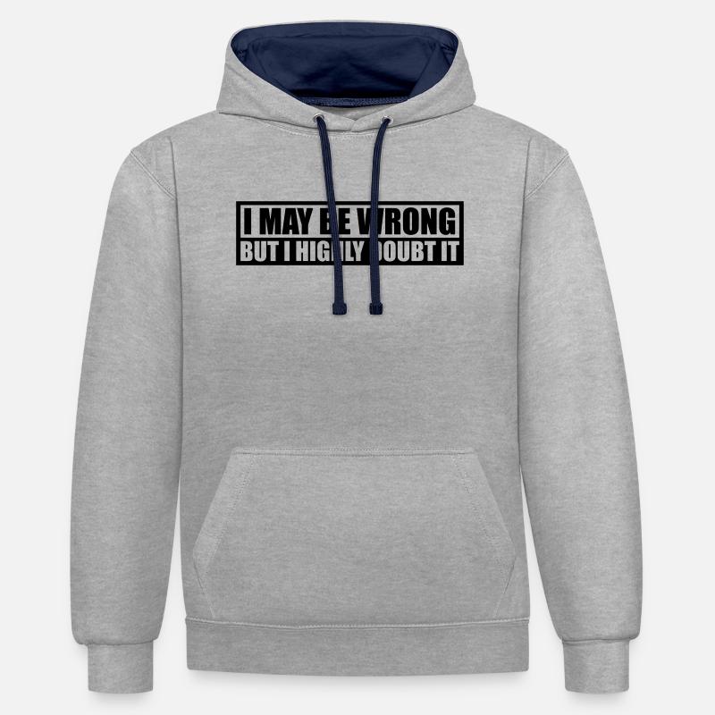 I may be wrong - Kontrast-Hoodie - Grau meliert/Navy