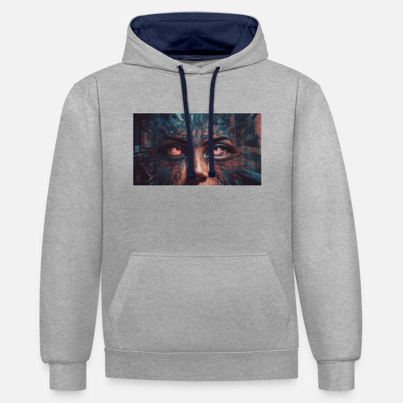 Percée DMT - Sweat à capuche contrasté - gris chiné/bleu marine