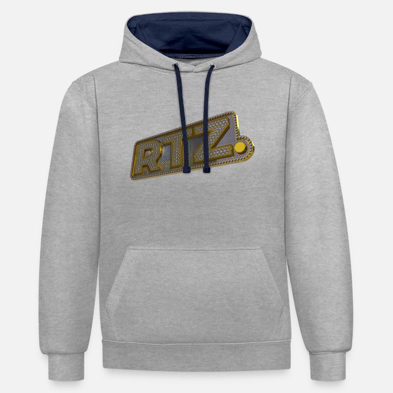 RTZ (en anglais) - Sweat à capuche contrasté - gris chiné/bleu marine