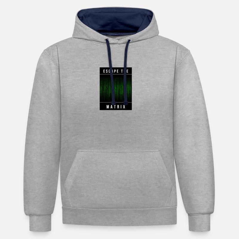 Matrice d’évasion - Sweat à capuche contrasté - gris chiné/bleu marine