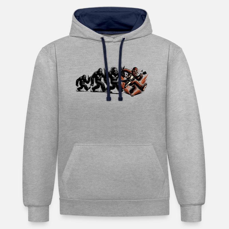 Bigfoot guitariste Evolution Walk - Sweat à capuche contrasté - gris chiné/bleu marine