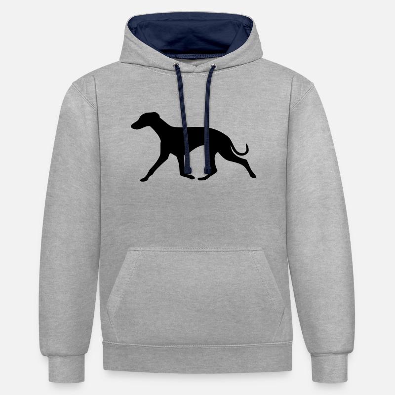 whippet2_cb - Sweat à capuche contrasté - gris chiné/bleu marine
