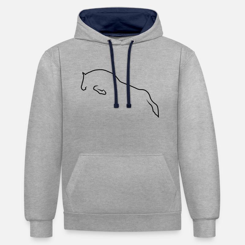 Cheval de saut - Sweat à capuche contrasté - gris chiné/bleu marine