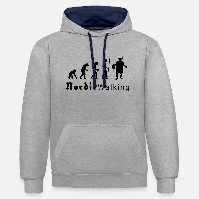 evolution_nordicwalking1 - Sweat à capuche contrasté - gris chiné/bleu marine