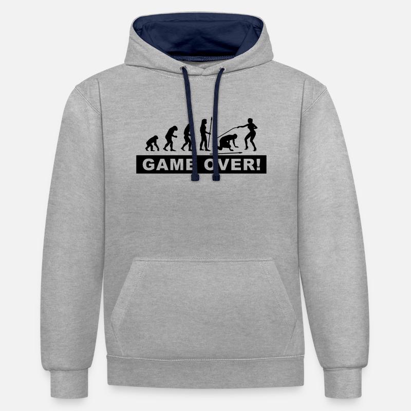 evolution_wedding4 - Sweat à capuche contrasté - gris chiné/bleu marine